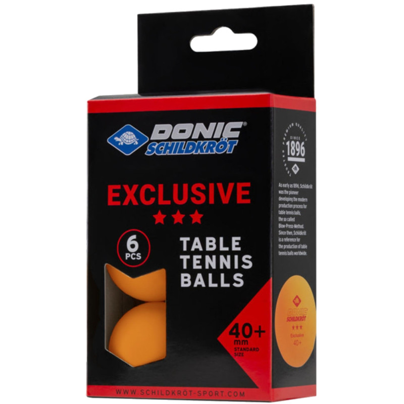 М'ячі для настільного тенісу Donic Exclusive 3* 40+ Orange 6 pcs